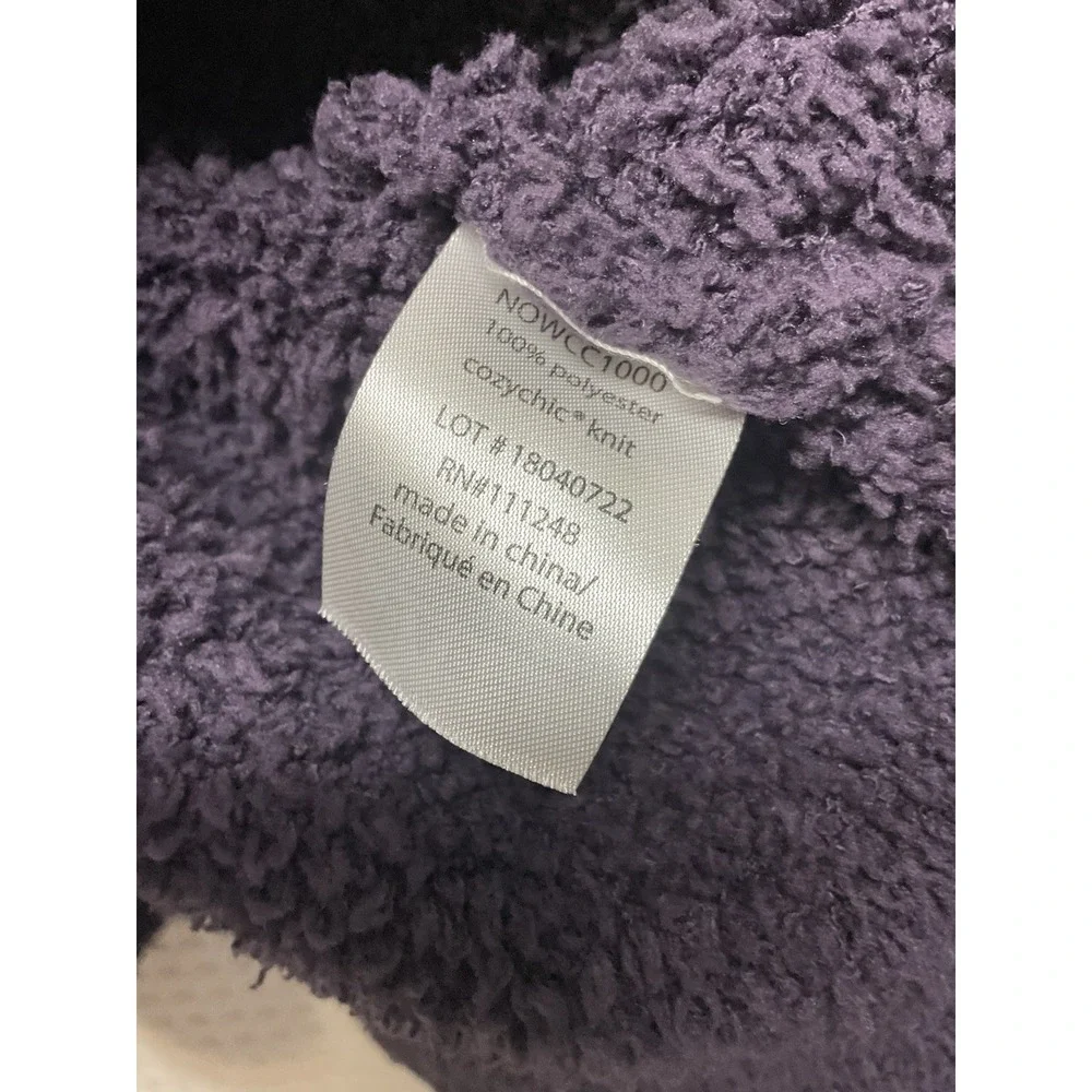 Barefoot Dreams Cardigan Womens L/XL Purple Cozychic Lite  Open Fuzzy Soft